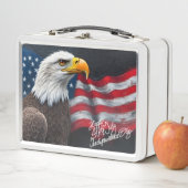 Steenarend met Amerikaanse vlag 4 juli-kunst (In situ)