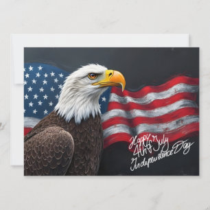 Steenarend met Amerikaanse vlag 4 juli-kunst
