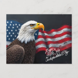 Steenarend met Amerikaanse vlag 4 juli-kunst Briefkaart