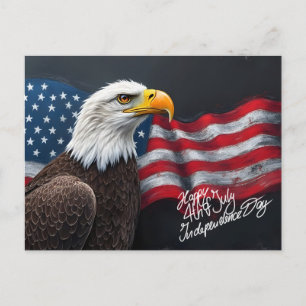 Steenarend met Amerikaanse vlag 4 juli-kunst Briefkaart