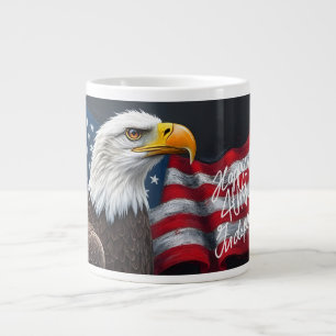 Steenarend met Amerikaanse vlag 4 juli-kunst Grote Koffiekop
