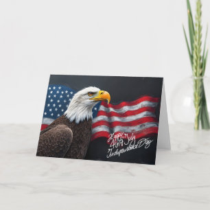 Steenarend met Amerikaanse vlag 4 juli-kunst Kaart