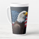 Steenarend met Amerikaanse vlag 4 juli-kunst Latte Mok (Linkerhoek)