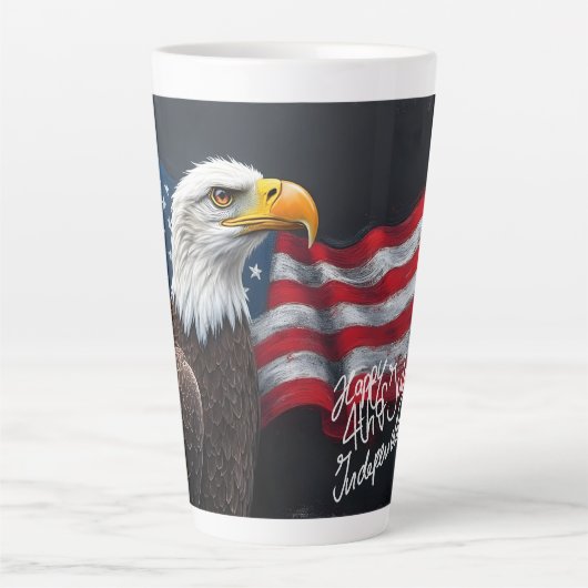 Steenarend met Amerikaanse vlag 4 juli-kunst Latte Mok (Voorkant)