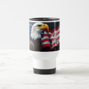 Steenarend met Amerikaanse Vlag 4 juli Kunst Reisbeker