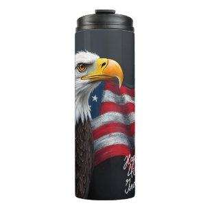 Steenarend met Amerikaanse vlag 4 juli-kunst Thermosbeker