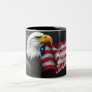 Steenarend met Amerikaanse Vlag 4 juli Kunst Tweekleurige Koffiemok