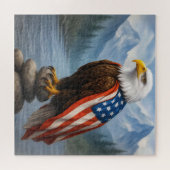 Steenarend met Amerikaanse vlag cape Legpuzzel (Horizontaal)