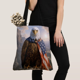 Steenarend met Amerikaanse vlag cape Tote Bag