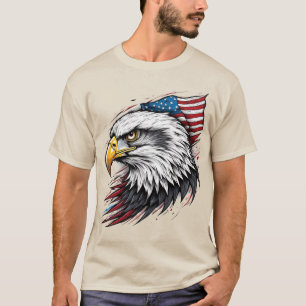 Steenarend met Amerikaanse vlag – Gedetailleerde K T-shirt