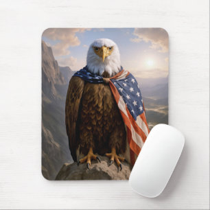 Steenarend met Amerikaanse vlag mantel Muismat