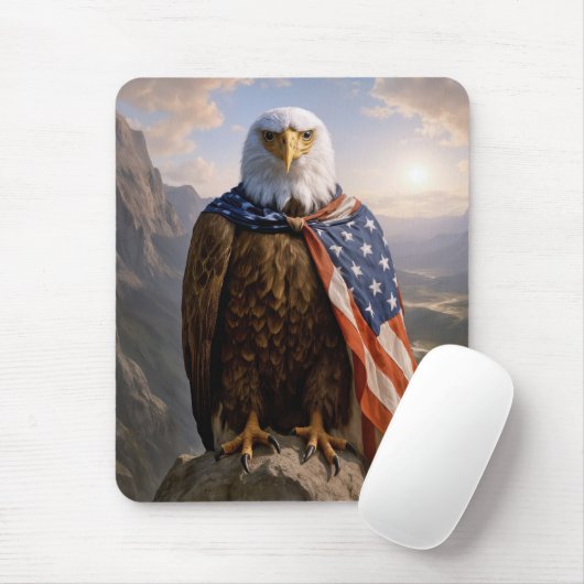 Steenarend met Amerikaanse vlag mantel Muismat (Met muis)