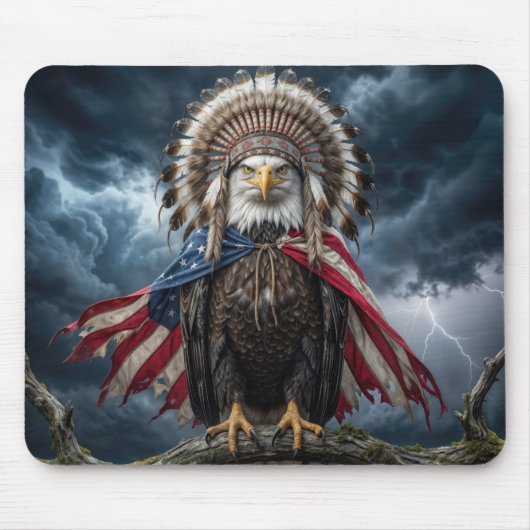Steenarend met Amerikaanse vlag  Muismat (Voorkant)