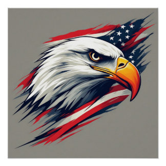 Steenarend met Amerikaanse vlag Patriottisch Perfect Poster