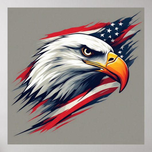Steenarend met Amerikaanse vlag Patriottisch Poster (Voorkant)