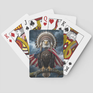 Steenarend met Amerikaanse vlag Pokerkaarten