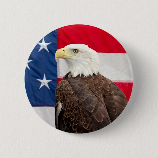 Steenarend met de Amerikaanse vlag Ronde Button 5,7 Cm (Voorkant)
