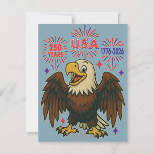 Steenarend met Vuurwerk– VS 250 Jaar 1776-2026 Briefkaart