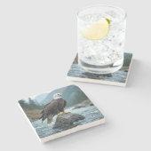 Steenarend Op Een Rivierrots Stenen Onderzetter (Zijkant)