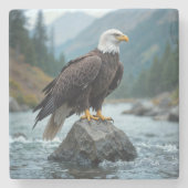 Steenarend Op Een Rivierrots Stenen Onderzetter (Voorkant)