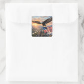Steenarend vliegend vierkante sticker (Tas)