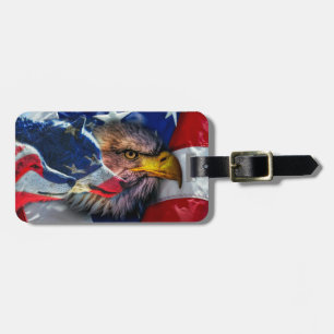 Steenarend Wolf Amerikaanse Vlag Bagagelabel