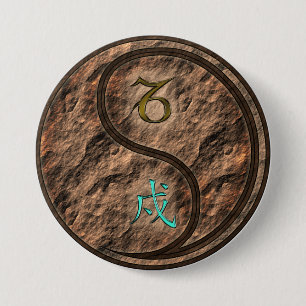 Steenbok & Aard Hond Ronde Button 7,6 Cm