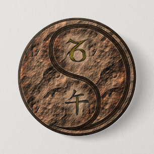 Steenbok & Aard Paard Ronde Button 7,6 Cm