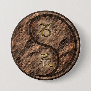 Steenbok & Aardedraak Ronde Button 7,6 Cm
