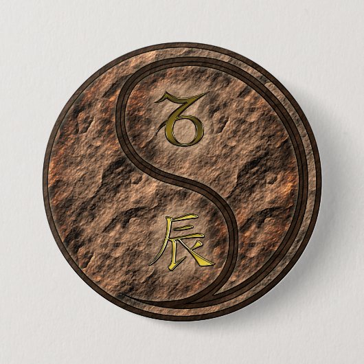 Steenbok & Aardedraak Ronde Button 7,6 Cm (Voorkant)