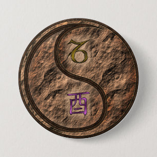 Steenbok & Aardhaan Ronde Button 7,6 Cm