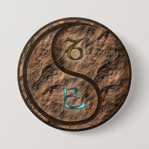 Steenbok & Aardse Slang Ronde Button 7,6 Cm