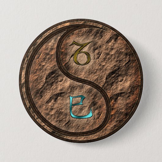 Steenbok & Aardse Slang Ronde Button 7,6 Cm (Voorkant)