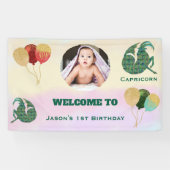 Steenbok Aquarel 1e Verjaardag Fotoschild Spandoek (Horizontaal)