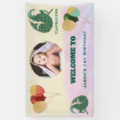 Steenbok Aquarel 1e Verjaardag Fotoschild Spandoek (Verticaal)