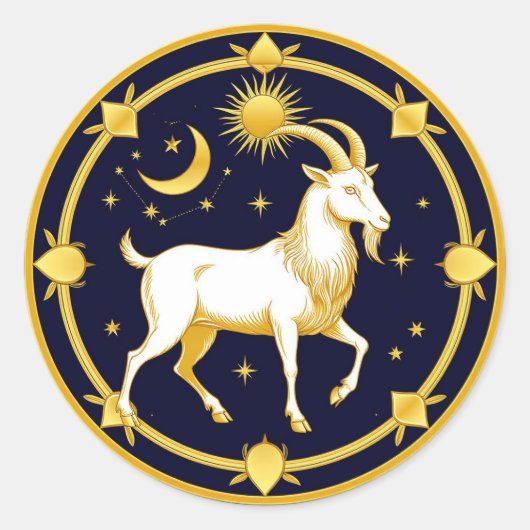 Steenbok Astrologie Symbool Kunst ♑✨ Ronde Sticker (Voorkant)
