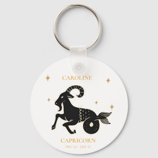 Steenbok Astrologische Zodiac Teken Naam Gift Sleutelhanger (Voorkant)