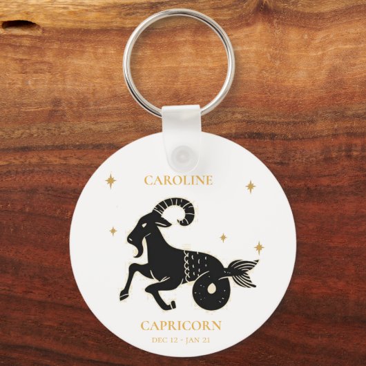 Steenbok Astrologische Zodiac Teken Naam Gift Sleutelhanger (Voorkant)