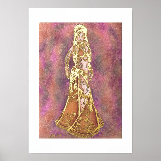 Steenbok Bellydancer kaarten Folie Afdrukken (Voorkant)