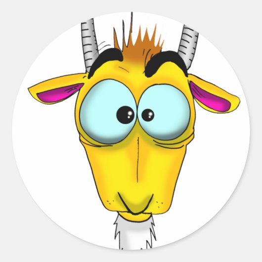 Steenbok Cartoon Ronde Sticker (Voorkant)