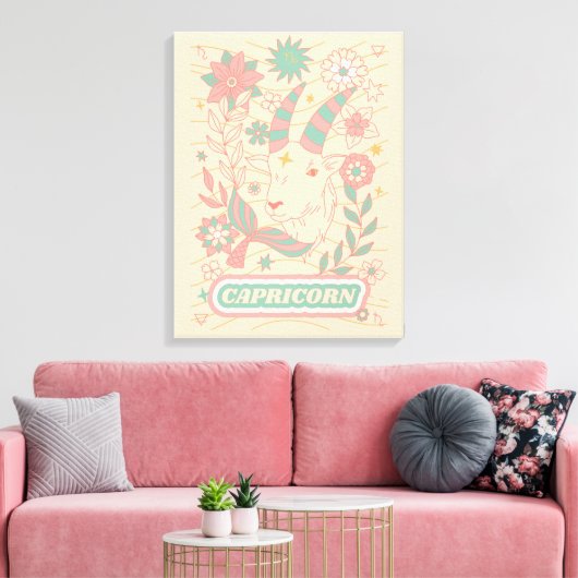 Steenbok Celestial Zodiac Pastel Dreams Wall Arts Canvas Afdruk (Insitu (Woonkamer))