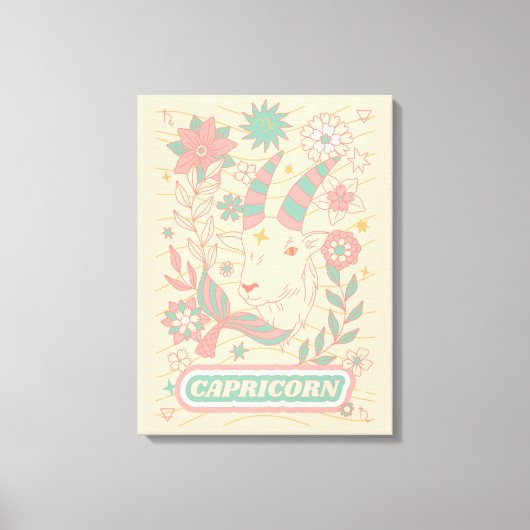 Steenbok Celestial Zodiac Pastel Dreams Wall Arts Canvas Afdruk (Voorkant)