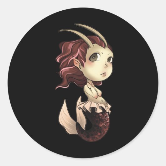 Steenbok Chibi Anime Schattige Meisje Solo Sticker (Voorkant)