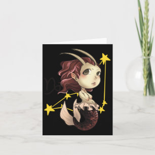 Steenbok Chibi Anime Schattige Meisje Sticker Kaart