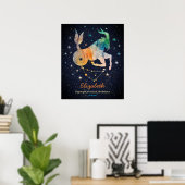Steenbok Constellatie Zodiac Waterverf Galaxy Poster (Thuiskantoor)