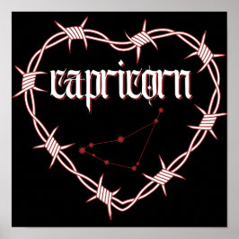 Steenbok Constellation Gothic Dark Celestial Art Poster