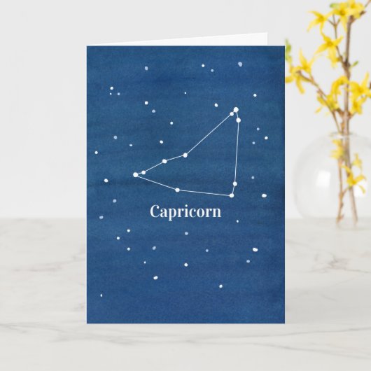 Steenbok Constellation Happy Birthday Kaart (Gele Bloem)