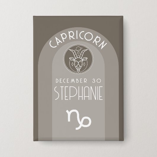 Steenbok Custom Verjaardag Zodiac - Modern Design Button (Voorkant)