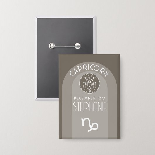 Steenbok Custom Verjaardag Zodiac - Modern Design Button (Voorkant / Achterkant)