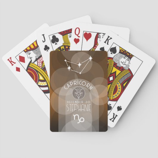 Steenbok Custom Verjaardag Zodiac - Modern Design Pokerkaarten (Achterkant)